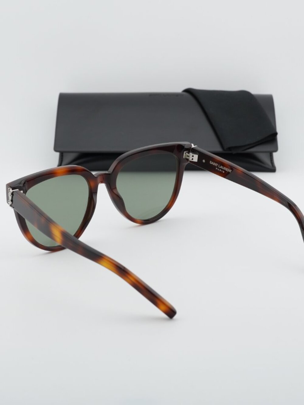 Saint Laurent SLM28 005 Cat Eye Sunglasses - Havana / Green - Picture 3 of 10